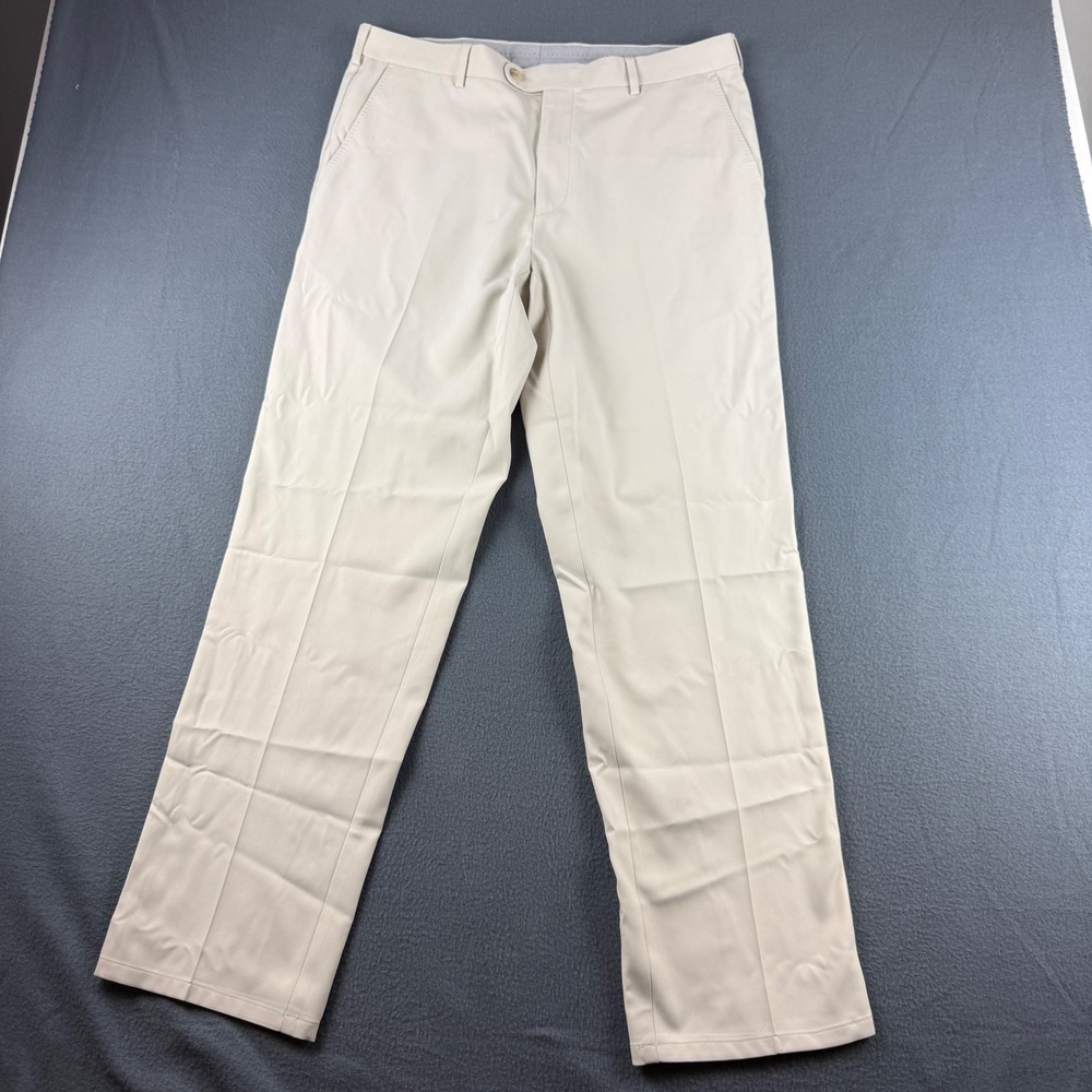 Peter Millar Durham High Drape Pants Men's 35x32 Beige Performance Golf Crown